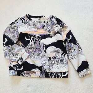 LAST CALL Top shop water color wolf and crane sunset jacquard sweatshirt